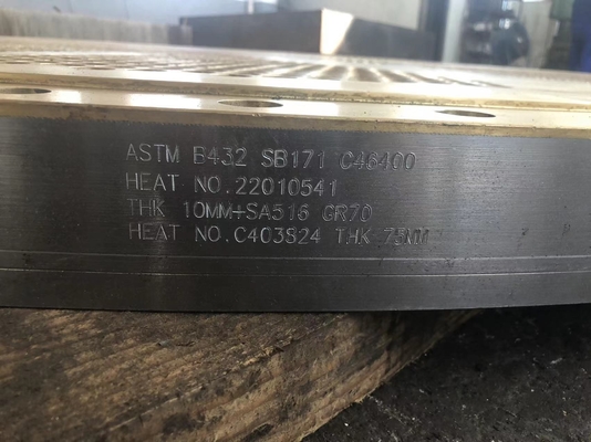 Tấm ống đồng thau ASTMC46400 Tấm ống nổ 12 mm Bộ trao đổi nhiệt dạng tấm ngoại quan